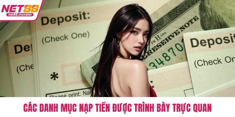 Các danh mục nạp tiền được trình bày trực quan